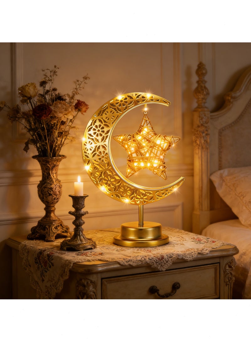 LED Star Moon Ambience Table Lamps, Islamic Ramadan Decorations Lights, Battery Powered Ramadan Lights - Charming Eid Decorations for Bedroom, Living Room & Various Occasions - Image 5